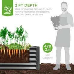 Cheap 🌟 Best Choice Products 8x4x2ft Outdoor Metal Raised Garden Bed, Planter Box for Vegetables, Flowers, Herbs 🤩