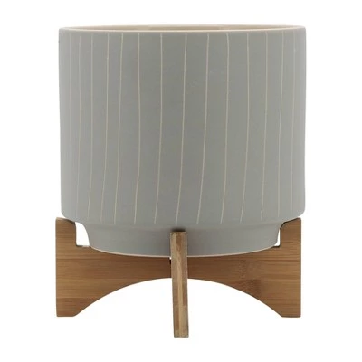 Budget 🛒 Set of 2 12" Ceramic Stripes Planter with Stand Tan - Sagebrook Home 👏 10 Budget 🛒 Set of 2 12" Ceramic Stripes Planter with Stand Tan - Sagebrook Home 👏 - Image 8