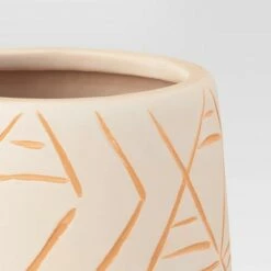 Flash Sale 👍 9" Lines Stoneware Outdoor Footed Planter Terracotta/White - Opalhouse™ 😀 -Planters Sales Store unnamed file 5137