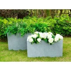 Discount 🔔 Rosemead Home & Garden, Inc. Set of 2 Kante Lightweight Outdoor Long Low Granite Concrete Rectangular Planters Slate Gray - Rosemead Home & Garden, Inc. 🎉 -Planters Sales Store unnamed file 5162