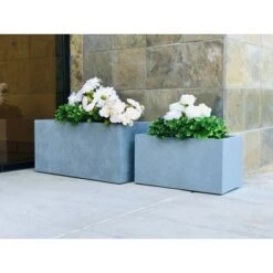 Discount 🔔 Rosemead Home & Garden, Inc. Set of 2 Kante Lightweight Outdoor Long Low Granite Concrete Rectangular Planters Slate Gray - Rosemead Home & Garden, Inc. 🎉 -Planters Sales Store unnamed file 5163