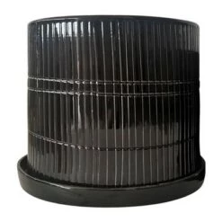 Promo ๐ Sagebrook Home Set of 2 Textured Ceramic Planters with Saucers Black โค๏ธ