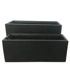 Top 10 🔥 Set of 2 13" Resin Nested Rectangular Planters Black - Sagebrook Home 👍