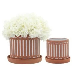 Deals 🧨 Sagebrook Home Set of 2 Ceramic Planters with Saucers Terracotta 🤩 -Planters Sales Store unnamed file 5225
