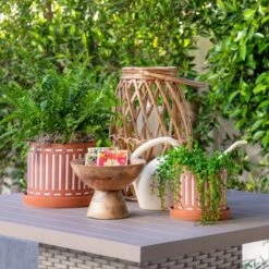 Deals 🧨 Sagebrook Home Set of 2 Ceramic Planters with Saucers Terracotta 🤩 -Planters Sales Store unnamed file 5227