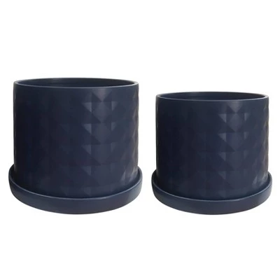 Best Pirce 🤩 Sagebrook Home Set of 2 Diamond Ceramic Planters with Saucers White 🧨 7 Best Pirce 🤩 Sagebrook Home Set of 2 Diamond Ceramic Planters with Saucers White 🧨 - Image 5