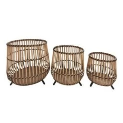 Buy ✨ Set of 3 Bamboo Footed Planters - Sagebrook Home Natural 😀 -Planters Sales Store unnamed file 5241