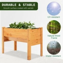 Wholesale 💯 Outsunny 48'' Fir Wood Raised Garden Bed with Tool Hooks Elevated Planter Box Stand with Unique Funnel Design for Backyard Patio to Grow Vegetables 👏 -Planters Sales Store unnamed file 526