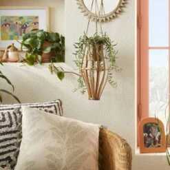 Cheap 💯 Opalhouse Designed With Jungalow 14.5" x 6.5" Metal/Rattan Hanging Planter Natural - Opalhouse™ designed with Jungalow™ 👍