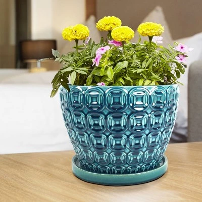 Wholesale ๐ Southern Patio 12 Inch Ceramic Clay Mayer Flower Planter & Saucer Tray, Seafoam โ๏ธ 4 Wholesale ๐ Southern Patio 12 Inch Ceramic Clay Mayer Flower Planter & Saucer Tray, Seafoam โ๏ธ - Image 2