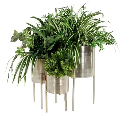 Cheap ๐ Set of 3 Contemporary Metal Planters in Stands - Olivia & May Gold โ 4 Cheap ๐ Set of 3 Contemporary Metal Planters in Stands - Olivia & May Gold โ - Image 2