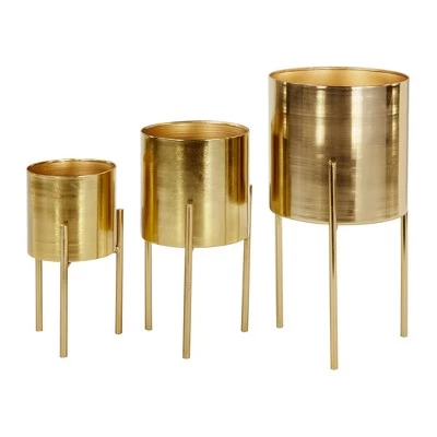 Cheap ๐ Set of 3 Contemporary Metal Planters in Stands - Olivia & May Gold โ 6 Cheap ๐ Set of 3 Contemporary Metal Planters in Stands - Olivia & May Gold โ - Image 4