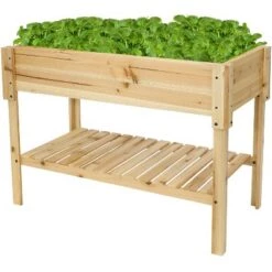 Brand new 🥰 Sunnydaze Decor Sunnydaze Outdoor Raised Wooden Garden Bed with Lower Shelf for Plant Flowers, Herbs, Green Plants, and Vegetables - 42" - Clear 🧥 Coat 🎉 -Planters Sales Store unnamed file 53