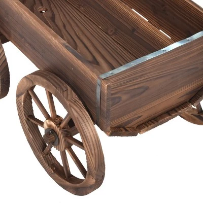 Cheapest 🥰 Costway Wood Wagon Flower Planter Pot Stand W/Wheels Home Garden Outdoor Decor 😉 10 Cheapest 🥰 Costway Wood Wagon Flower Planter Pot Stand W/Wheels Home Garden Outdoor Decor 😉 - Image 8