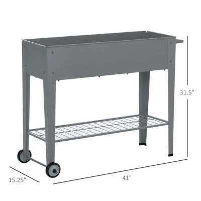 Budget ✨ Outsunny 41" x 15" x 32" Raised Garden Bed Elevated with 2 Wheels, Bottom Shelf for Storing Tools, & Water Drainage Hole 🤩 6 Budget ✨ Outsunny 41" x 15" x 32" Raised Garden Bed Elevated with 2 Wheels, Bottom Shelf for Storing Tools, & Water Drainage Hole 🤩 - Image 4