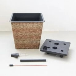 Best Pirce 🎉 Vifah 16" x 16" x 15" Hatteras Square Self-Watering Planter Light Brown 🔔 -Planters Sales Store unnamed file 5415