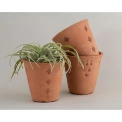 Discount 🔔 Set of 3 Natural Handthrown Terracotta Embossed Stamped Planters - Foreside Home & Garden 💯 -Planters Sales Store unnamed file 5449
