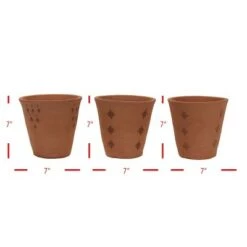 Discount 🔔 Set of 3 Natural Handthrown Terracotta Embossed Stamped Planters - Foreside Home & Garden 💯 -Planters Sales Store unnamed file 5450