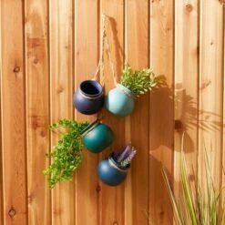 Budget 🔔 Zingz & Thingz Zingz & Thingz 23" Indoor/Outdoor Dangling Terracotta Mini Pots Blue Tones 🥰 -Planters Sales Store unnamed file 5457