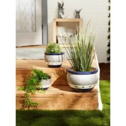 Cheap 👏 Zingz & Thingz 13.6" Indoor/Outdoor Ceramic Planter Trio Cobalt - Zings & Thingz 🌟 -Planters Sales Store unnamed file 5465