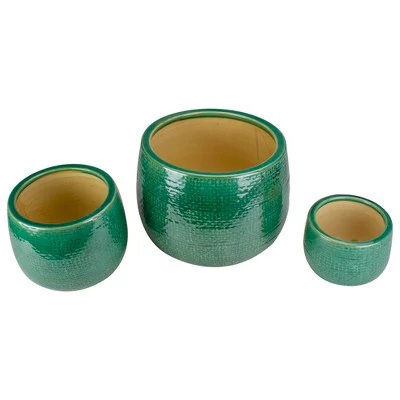 Deals π Napa Home & Garden Set of 3 Green and White Textured Planter Set 10.5" π 4 Deals π Napa Home & Garden Set of 3 Green and White Textured Planter Set 10.5" π - Image 2