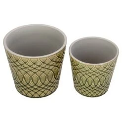 Hot Sale 🛒 Napa Home & Garden Set of 2 Green Geometric Patterned Planters 6.5" ⌛ -Planters Sales Store unnamed file 5492