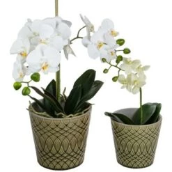 Hot Sale 🛒 Napa Home & Garden Set of 2 Green Geometric Patterned Planters 6.5" ⌛ -Planters Sales Store unnamed file 5494