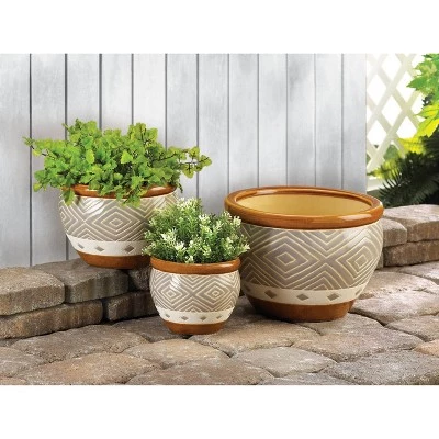 Promo ๐ Zingz & Thingz 13.2" Indoor/Outdoor Ceramic Planter Trio Earth Tone - Zings & Thingz ๐ 4 Promo ๐ Zingz & Thingz 13.2" Indoor/Outdoor Ceramic Planter Trio Earth Tone - Zings & Thingz ๐ - Image 2