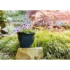 Hot Sale ❤️ Southern Patio 12 Inch Heritage Round Outdoor Patio Porch Resin Plastic Lightweight Planter Pot w/ Glossy Finish, Monaco Blue 🧨 -Planters Sales Store unnamed file 5523