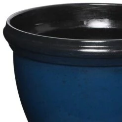 Hot Sale ❤️ Southern Patio 12 Inch Heritage Round Outdoor Patio Porch Resin Plastic Lightweight Planter Pot w/ Glossy Finish, Monaco Blue 🧨 -Planters Sales Store unnamed file 5524