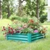 Best deal 👍 Sunnydaze Decor Sunnydaze Powder-Coated Steel Rectangle Raised Garden Bed Kit for Plants, Flowers, Herbs and Vegetables - 47" W x 11" Deep - Green ✔️
