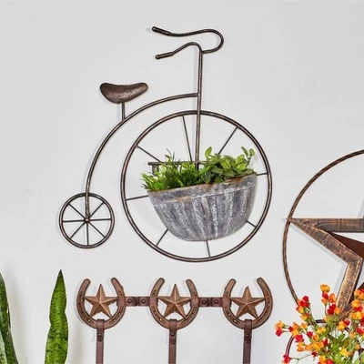 Best Sale ✨ Olivia & May 22" Rustic Vintage Penny Farthing Bicycle Model Iron Novelty Wall Planter Gray - Olivia & May ❤️ 2 Best Sale ✨ Olivia & May 22" Rustic Vintage Penny Farthing Bicycle Model Iron Novelty Wall Planter Gray - Olivia & May ❤️