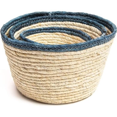 Best Pirce ๐ฅ Okuna Outpost 3 Sets Water Hyacinth Grass Woven Flower Pot Planter Storage Bin, Brown with Blue Rims, 3 Sizes ๐งจ 5 Best Pirce ๐ฅ Okuna Outpost 3 Sets Water Hyacinth Grass Woven Flower Pot Planter Storage Bin, Brown with Blue Rims, 3 Sizes ๐งจ - Image 4