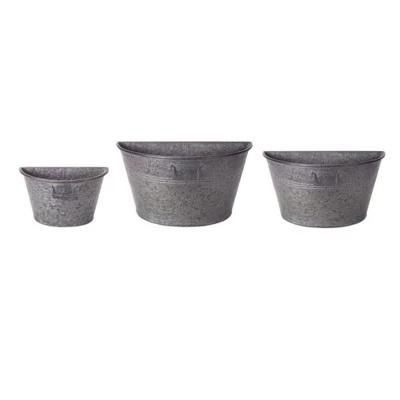 Brand new π₯° Melrose 12" Rustic Half Tub Containers Hanging Outdoor Wall Planters 3pc - Gray β€οΈ 3 Brand new π₯° Melrose 12" Rustic Half Tub Containers Hanging Outdoor Wall Planters 3pc - Gray β€οΈ