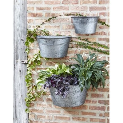 Brand new π₯° Melrose 12" Rustic Half Tub Containers Hanging Outdoor Wall Planters 3pc - Gray β€οΈ 4 Brand new π₯° Melrose 12" Rustic Half Tub Containers Hanging Outdoor Wall Planters 3pc - Gray β€οΈ - Image 2