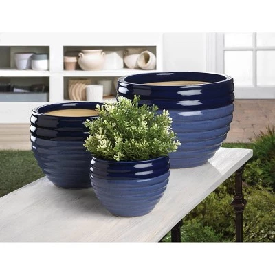Wholesale ๐ Zingz & Thingz Set of 3 Indoor/Outdoor Ceramic Planters Duo Blue Tone - Zings & Thingz ๐งจ 2 Wholesale ๐ Zingz & Thingz Set of 3 Indoor/Outdoor Ceramic Planters Duo Blue Tone - Zings & Thingz ๐งจ