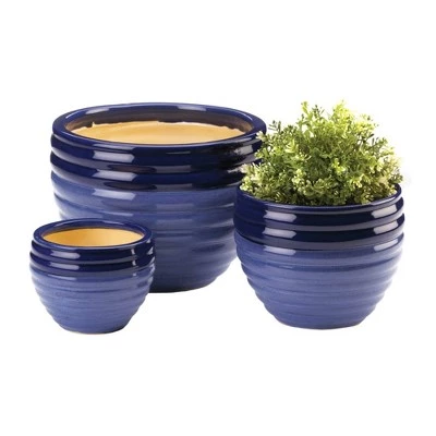 Wholesale ๐ Zingz & Thingz Set of 3 Indoor/Outdoor Ceramic Planters Duo Blue Tone - Zings & Thingz ๐งจ 3 Wholesale ๐ Zingz & Thingz Set of 3 Indoor/Outdoor Ceramic Planters Duo Blue Tone - Zings & Thingz ๐งจ - Image 2
