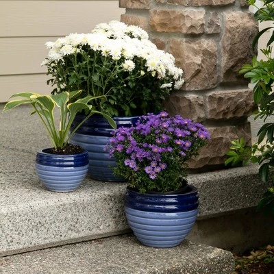 Wholesale ๐ Zingz & Thingz Set of 3 Indoor/Outdoor Ceramic Planters Duo Blue Tone - Zings & Thingz ๐งจ 5 Wholesale ๐ Zingz & Thingz Set of 3 Indoor/Outdoor Ceramic Planters Duo Blue Tone - Zings & Thingz ๐งจ - Image 4