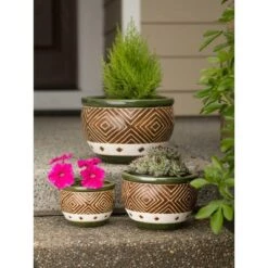 Best Pirce 🧨 Zingz & Thingz Set of 3 Indoor/Outdoor Ceramic Planters Jade - Zings & Thingz ⭐ -Planters Sales Store unnamed file 5572