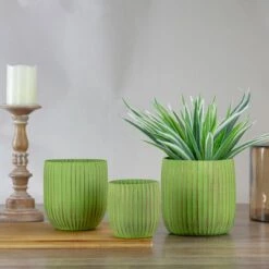 Cheapest π€© Napa Home & Garden Set of 3 Green and Gold Ribbed Planter 6.25" π₯°