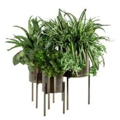 Best deal 🥰 Olivia & May 18" Contemporary Metal Planters with Stands Black/Silver - Olivia & May 🌟 -Planters Sales Store unnamed file 5624