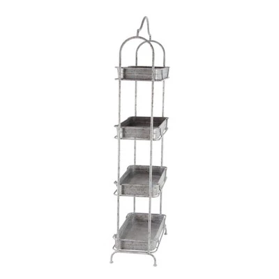 Discount ❤️ Olivia & May 55" Rustic Iron 4-Tiered Rectangular Garden Rack Gray - Olivia & May ⌛ 4 Discount ❤️ Olivia & May 55" Rustic Iron 4-Tiered Rectangular Garden Rack Gray - Olivia & May ⌛ - Image 2