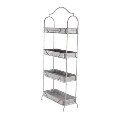 Discount ❤️ Olivia & May 55" Rustic Iron 4-Tiered Rectangular Garden Rack Gray - Olivia & May ⌛ 5 Discount ❤️ Olivia & May 55" Rustic Iron 4-Tiered Rectangular Garden Rack Gray - Olivia & May ⌛ - Image 3