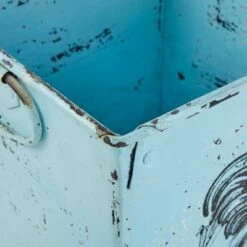 Buy ✔️ Olivia & May 23" French Country Rooster Illustration Square Metal Planter with Handles Distressed Blue - Olivia & May ✨ -Planters Sales Store unnamed file 5656