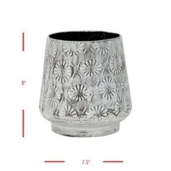 Cheap 💯 Antique White Embossed Floral Pattern Metal Planter - Foreside Home & Garden 💯 -Planters Sales Store unnamed file 5679