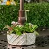 Outlet 😉 Handmade Glazed Ceramic Trellis Umbrella Half Moon Shaped Planter Off-White - Alfresco Home LLC ⌛