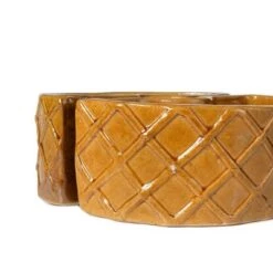 Brand new 🎉 4.75" Handmade Glazed Ceramic Trellis Umbrella Half Moon Shaped Planter Gold - Alfresco Home LLC 👏