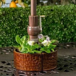 Hot Sale 👏 Handmade Glazed Ceramic Cobblestone Umbrella Half Moon Shaped Planter Brown - Alfresco Home LLC 😍 -Planters Sales Store unnamed file 5698