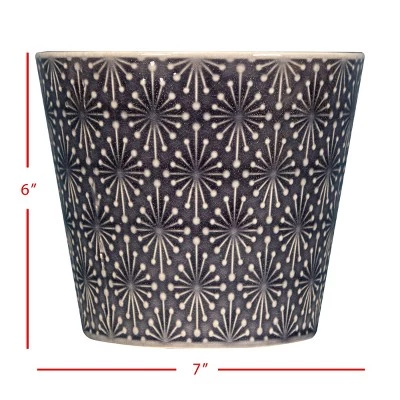 New 🤩 Blue Diamond Burst Pattern Glazed Ceramic Planter - Foreside Home & Garden 🔥 4 New 🤩 Blue Diamond Burst Pattern Glazed Ceramic Planter - Foreside Home & Garden 🔥 - Image 2