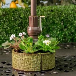 Budget 🎉 Handmade Glazed Ceramic Cobblestone Umbrella Half Moon Shaped Planter Green - Alfresco Home LLC 🔔